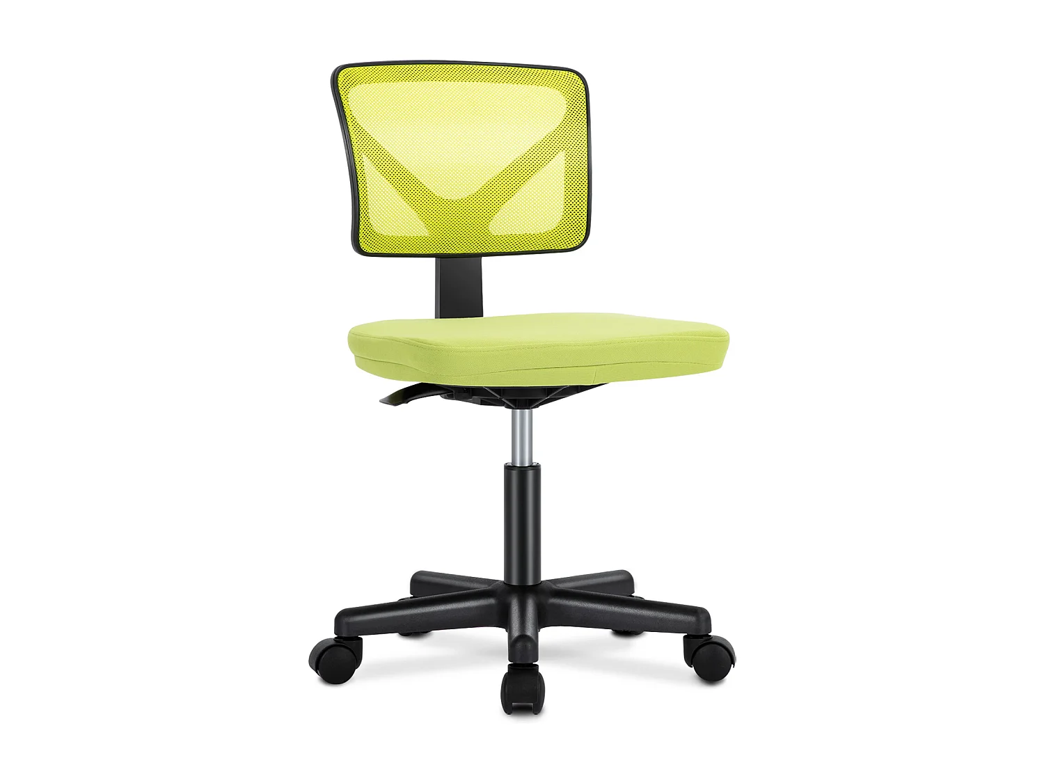 Chaise de bureau,Chaise d'ordinateur pivotante à roulettes avec support lombaire,sans accoudoir,à dossier bas en maille,vert