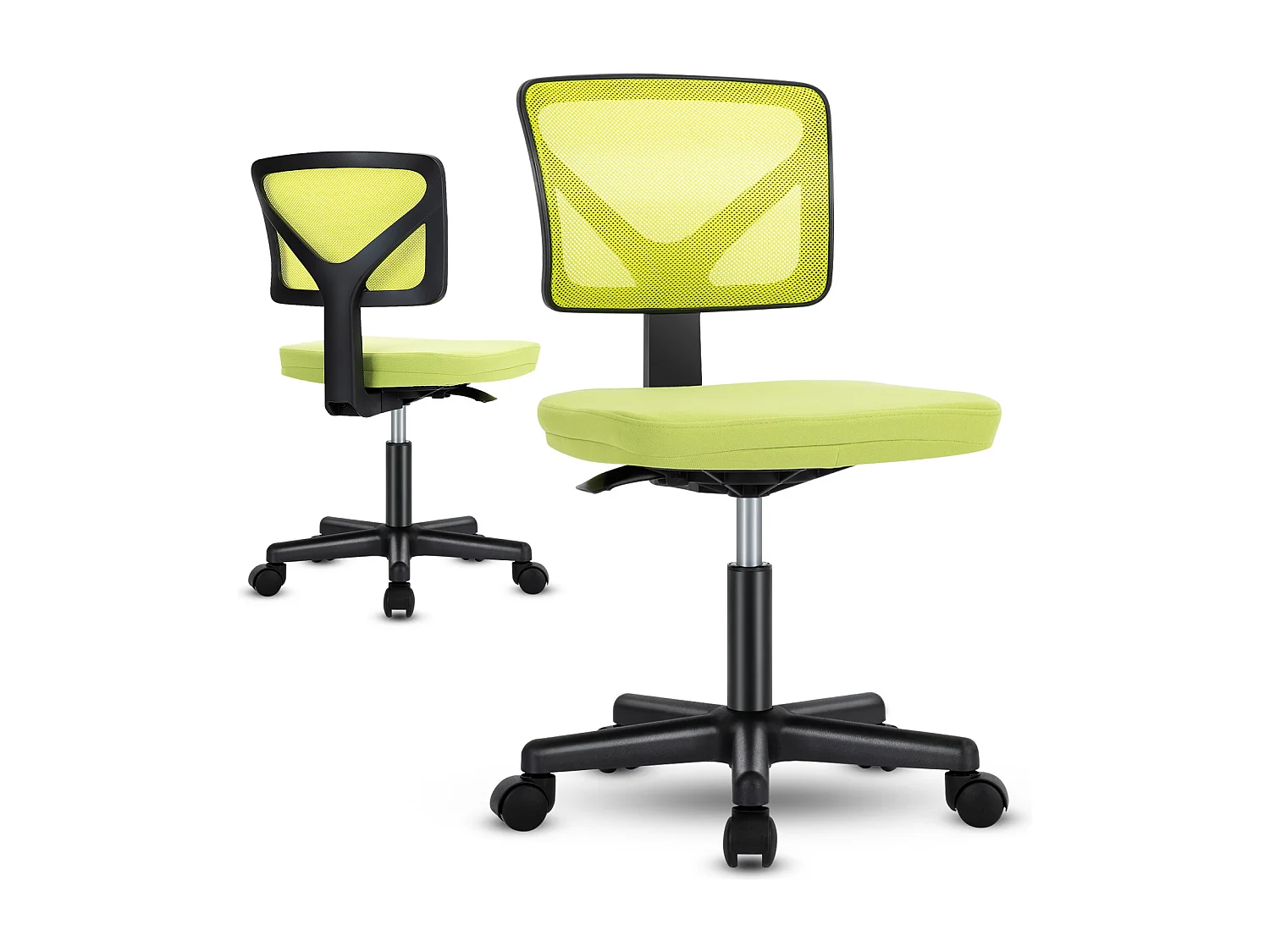 Chaise de bureau,Chaise d'ordinateur pivotante à roulettes avec support lombaire,sans accoudoir,à dossier bas en maille,vert