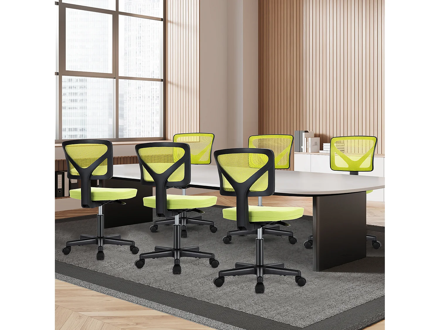 Chaise de bureau,Chaise d'ordinateur pivotante à roulettes avec support lombaire,sans accoudoir,à dossier bas en maille,vert