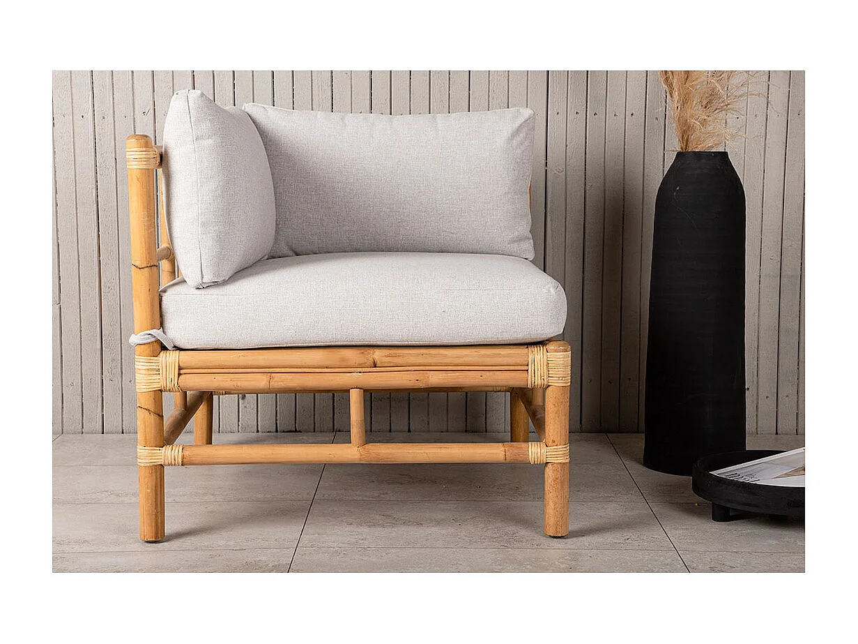 Canapé d'Angle de jardin "Cane" 76cm Naturel