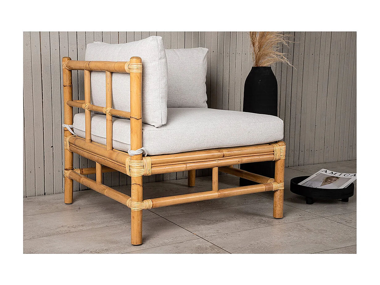 Canapé d'Angle de jardin "Cane" 76cm Naturel