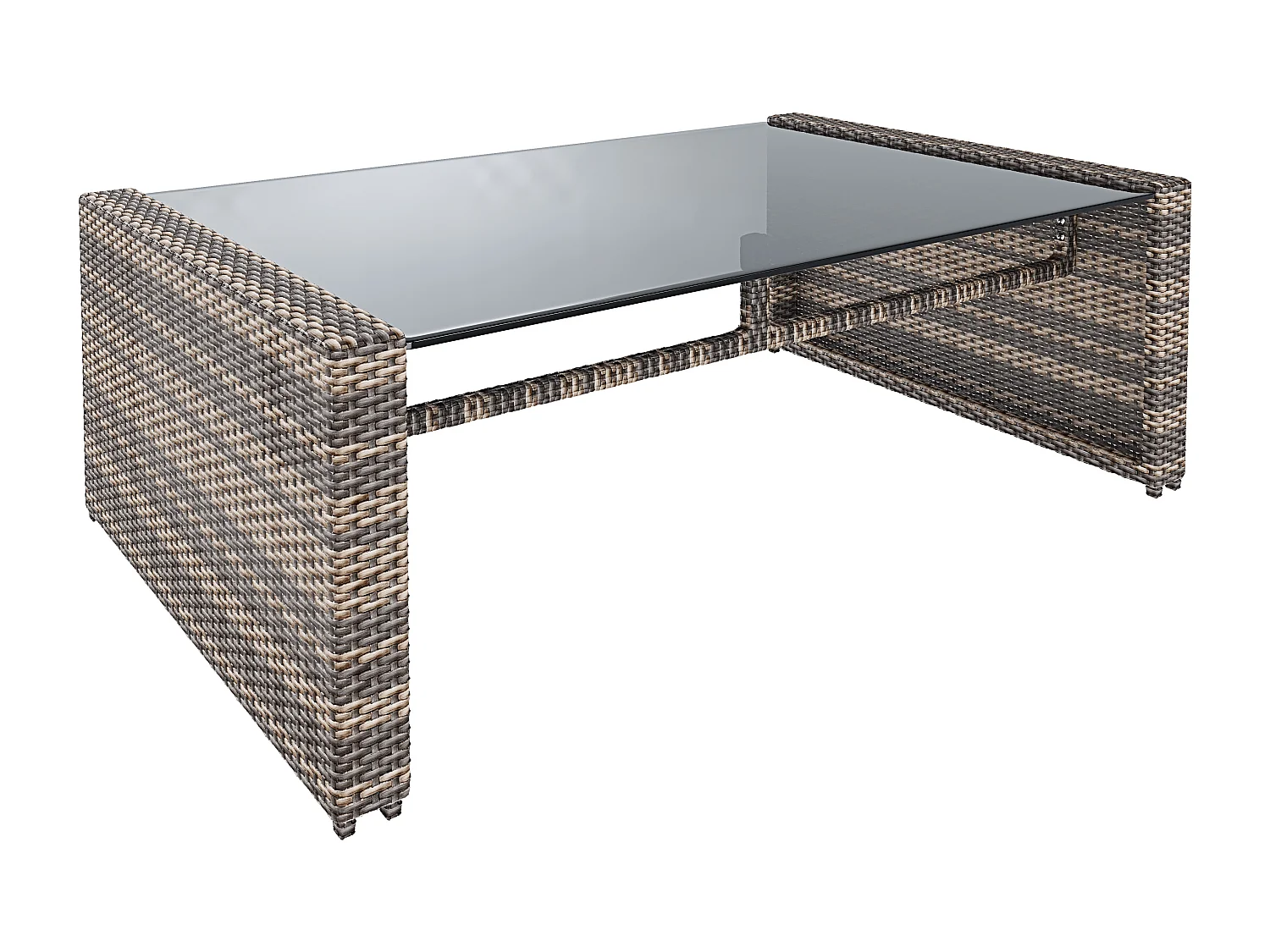 Salottino Da Giardino in Rattan Set Mobili 4 Posti Tavolino Ripiano In Vetro Divano 2 Posti 2 Poltrone Terrazzo Balcone Piscina Cuscini Marrone Chiaro