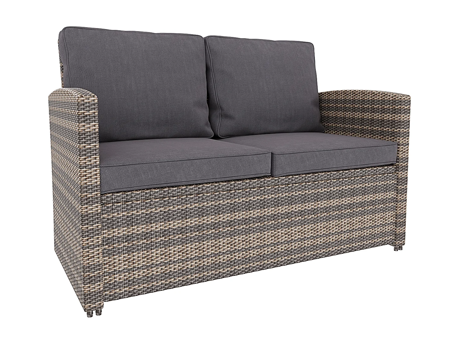 Salottino Da Giardino in Rattan Set Mobili 4 Posti Tavolino Ripiano In Vetro Divano 2 Posti 2 Poltrone Terrazzo Balcone Piscina Cuscini Marrone Chiaro