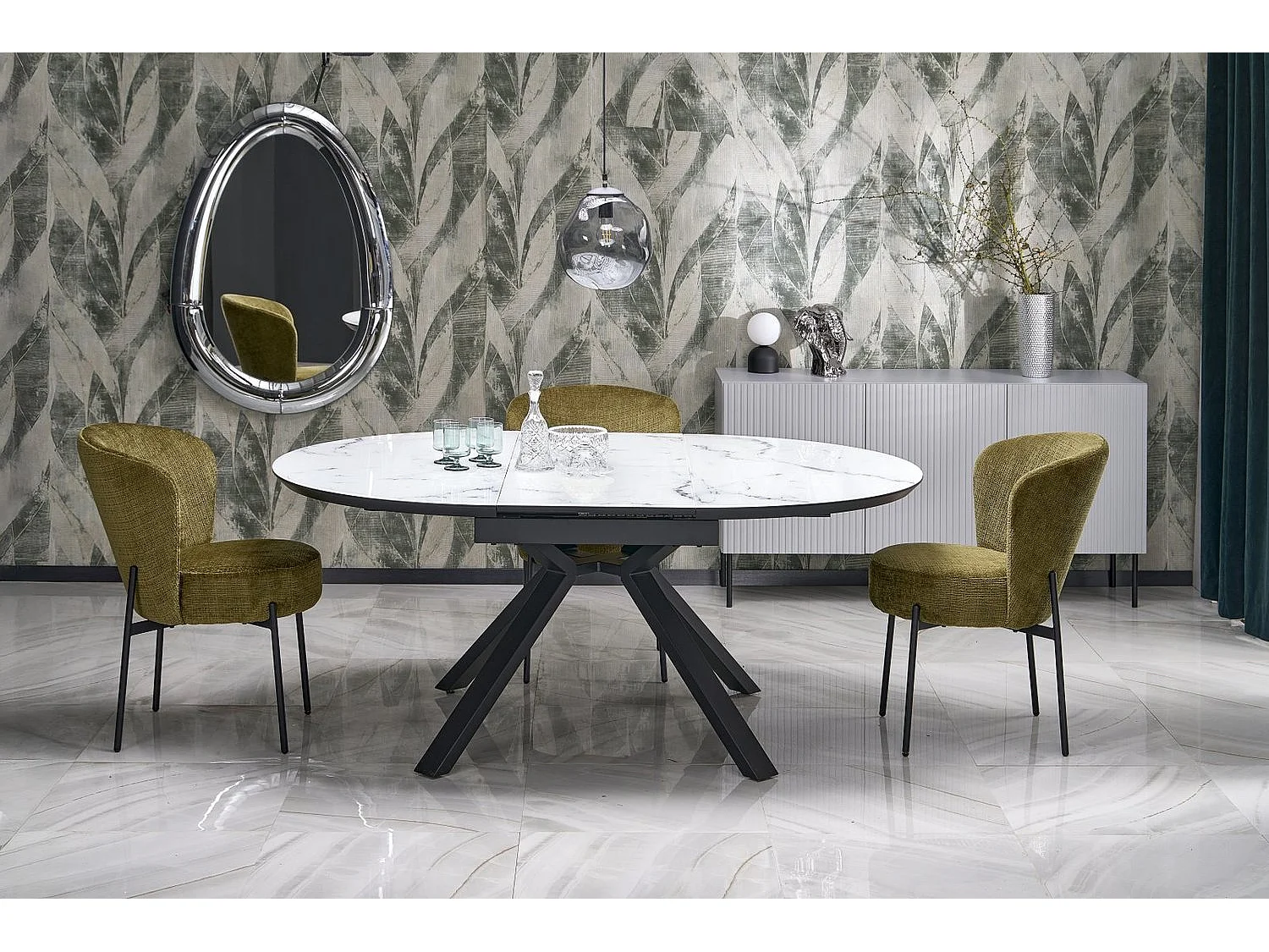 Tavolo da pranzo Vertigo (130x130-180)/Bianco&Nero