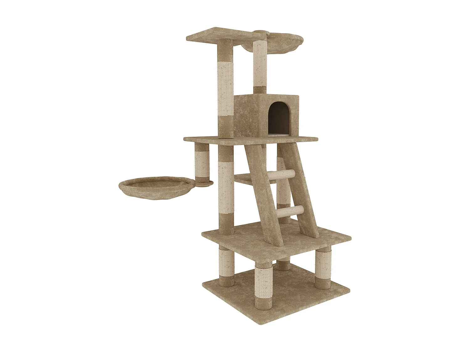 Albero per Gatto con Graffiatoio Cuccia Giocattolo Gatti Parco Giochi Tiragraffi in Sisal Naturale 116 cm