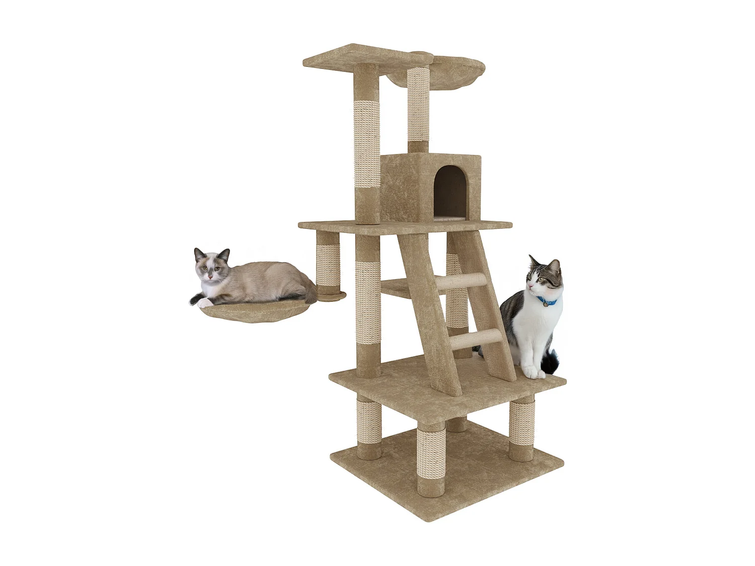 Albero per Gatto con Graffiatoio Cuccia Giocattolo Gatti Parco Giochi Tiragraffi in Sisal Naturale 116 cm