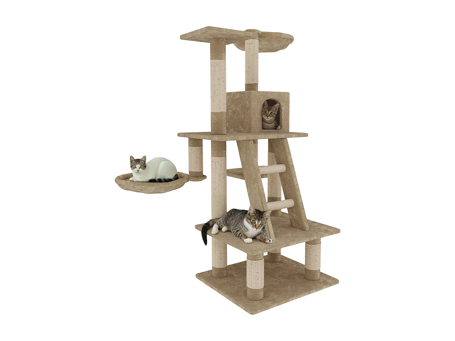 Albero per Gatto con Graffiatoio Cuccia Giocattolo Gatti Parco Giochi Tiragraffi in Sisal Naturale 116 cm