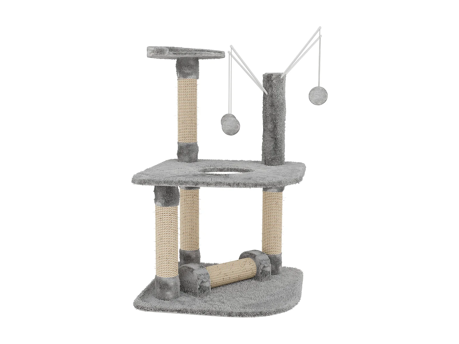 Albero per Gatto con Graffiatoio Cuccia Giocattolo Gatti Parco Giochi Tiragraffi in Sisal Naturale 90 x 45 x 45 cm (Colore Grigio Ginger 30072)