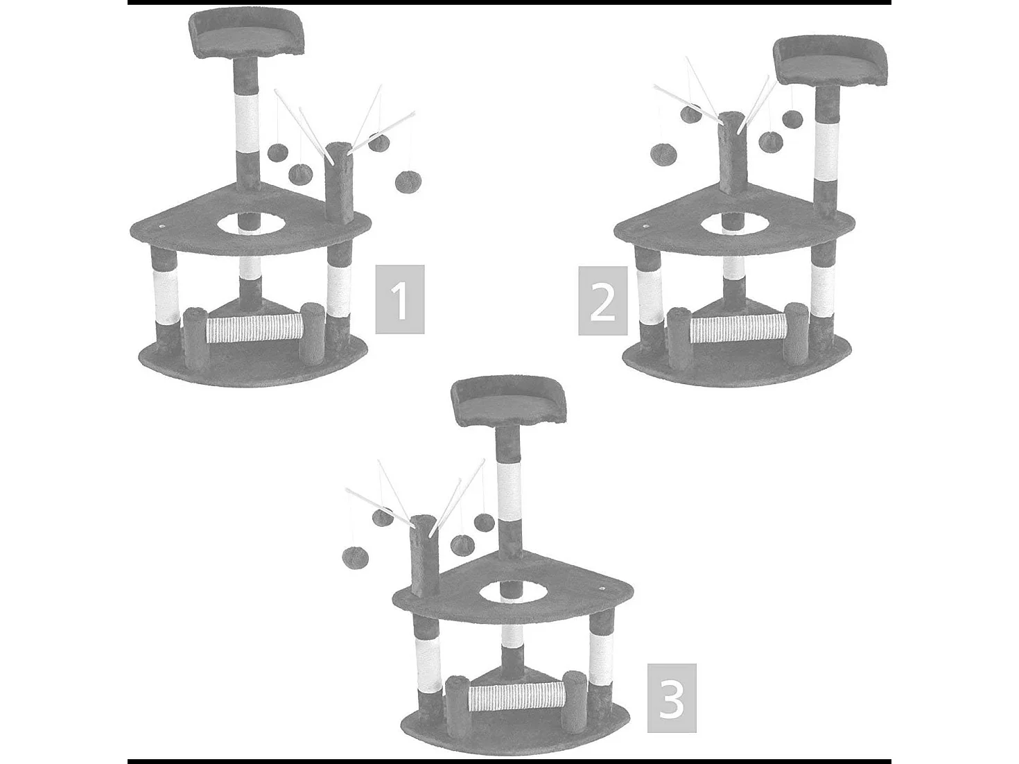 Albero per Gatto con Graffiatoio Cuccia Giocattolo Gatti Parco Giochi Tiragraffi in Sisal Naturale 90 x 45 x 45 cm (Colore Grigio Ginger 30072)