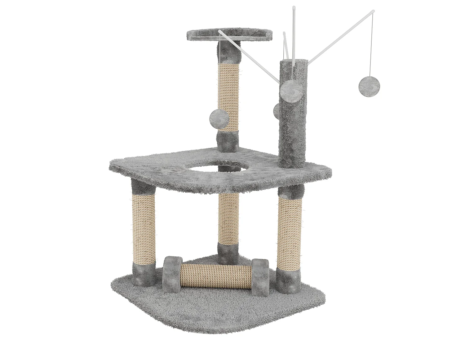 Albero per Gatto con Graffiatoio Cuccia Giocattolo Gatti Parco Giochi Tiragraffi in Sisal Naturale 90 x 45 x 45 cm (Colore Grigio Ginger 30072)