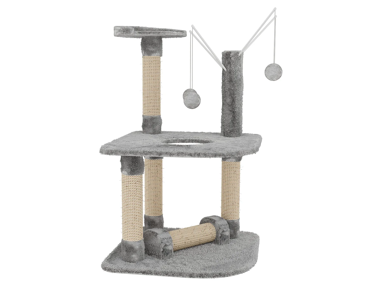 Albero per Gatto con Graffiatoio Cuccia Giocattolo Gatti Parco Giochi Tiragraffi in Sisal Naturale 90 x 45 x 45 cm (Colore Grigio Ginger 30072)