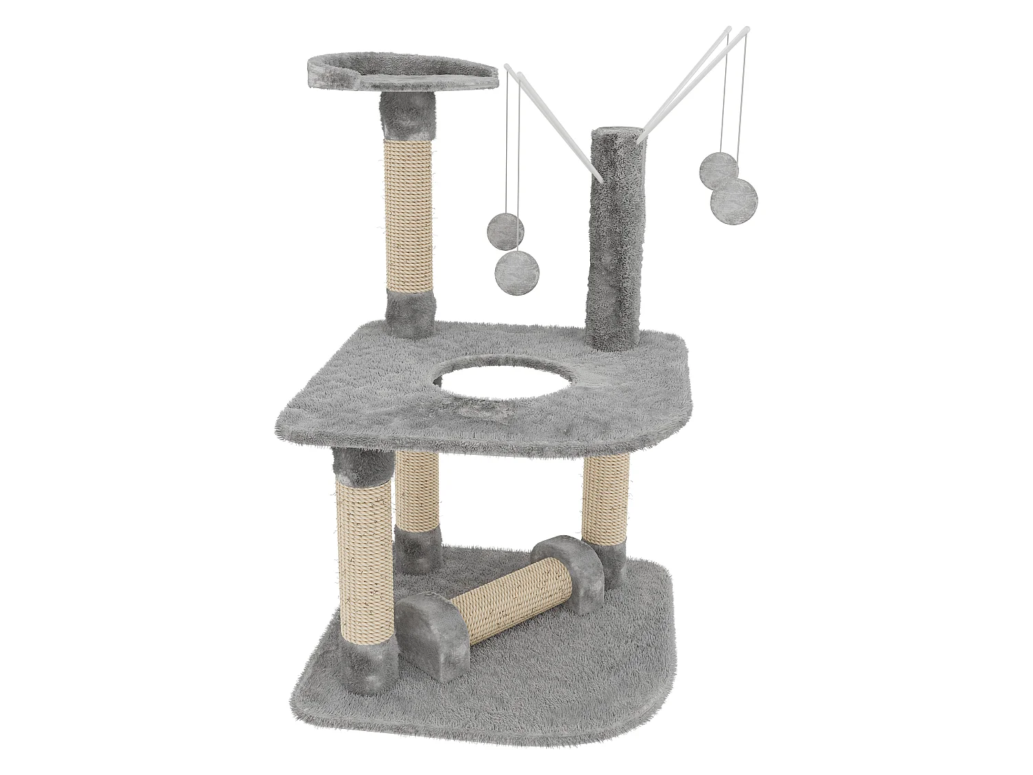 Albero per Gatto con Graffiatoio Cuccia Giocattolo Gatti Parco Giochi Tiragraffi in Sisal Naturale 90 x 45 x 45 cm (Colore Grigio Ginger 30072)