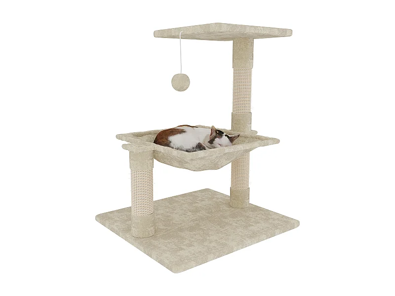 Albero Per Gatto con Graffiatoio Cuccia Giocattolo Gatti Parco Giochi Tiragraffi in Sisal Naturale 70 x 50 x 36 Cm