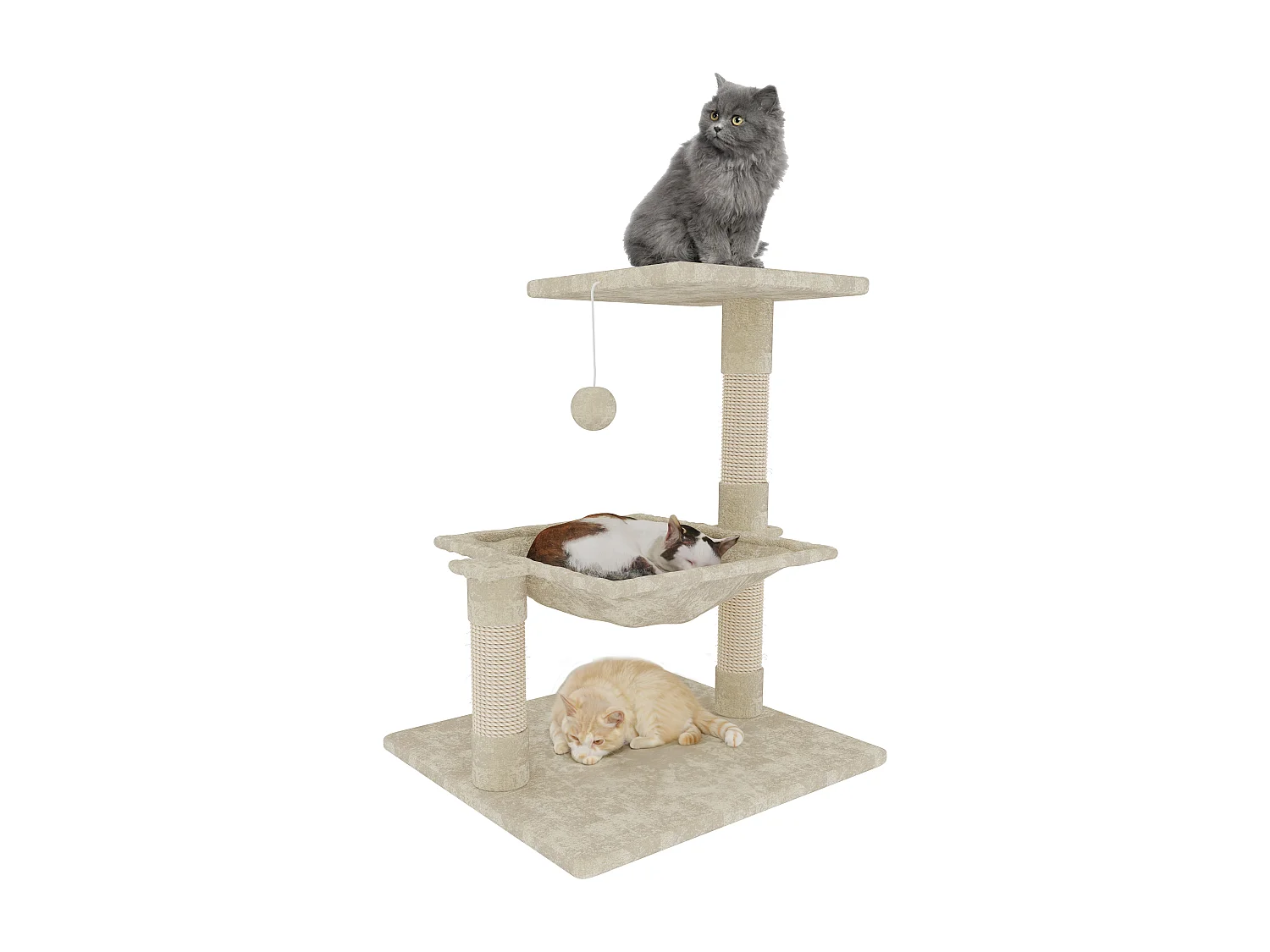 Albero Per Gatto con Graffiatoio Cuccia Giocattolo Gatti Parco Giochi Tiragraffi in Sisal Naturale 70 x 50 x 36 Cm