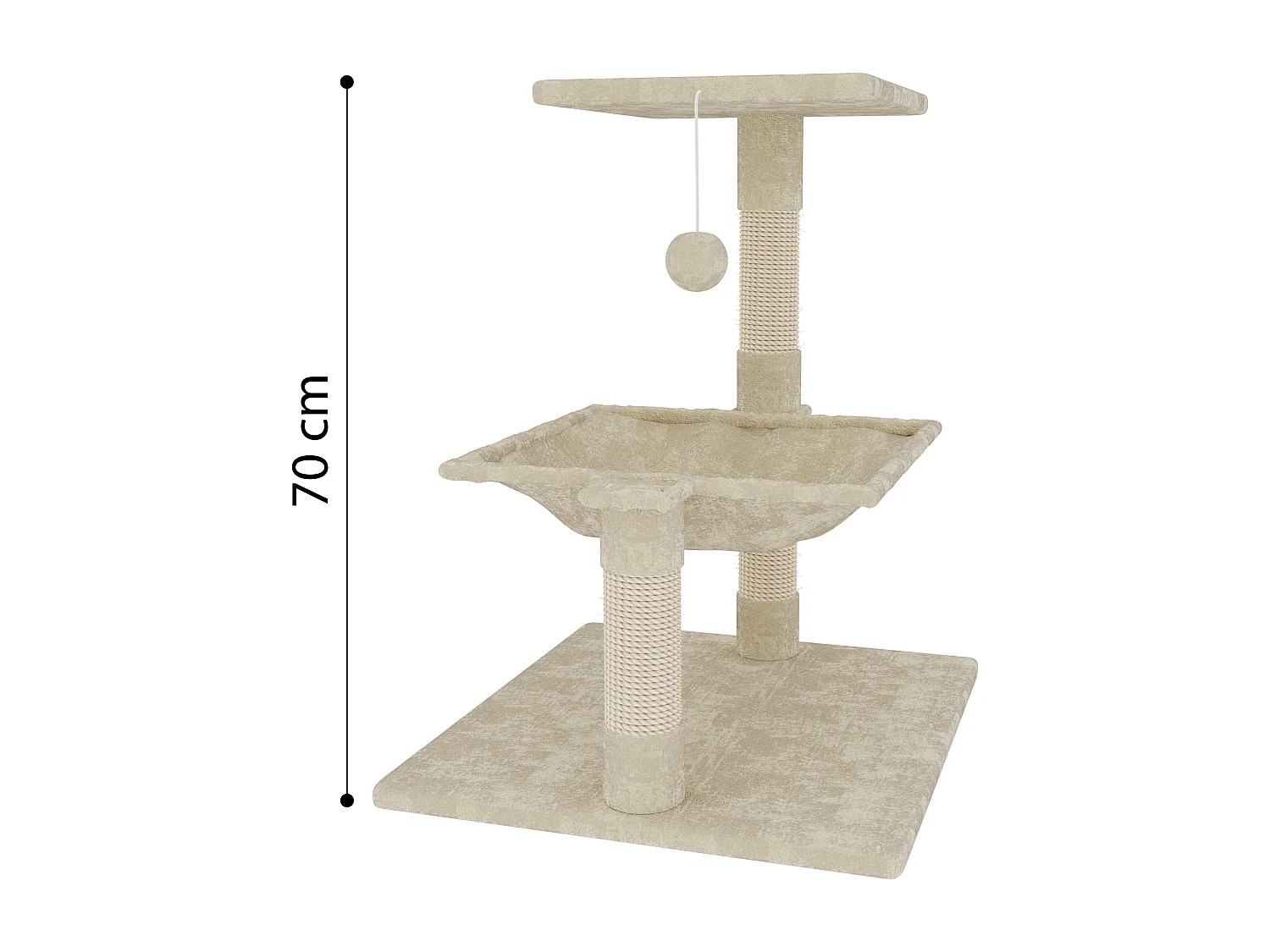 Albero Per Gatto con Graffiatoio Cuccia Giocattolo Gatti Parco Giochi Tiragraffi in Sisal Naturale 70 x 50 x 36 Cm