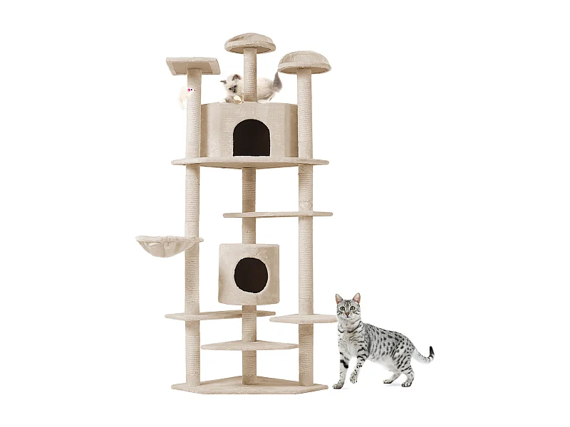 Albero per Gatto con Graffiatoio Cuccia Giocattolo Gatti Parco Giochi Tiragraffi in Sisal Naturale 203 x 60 x 60 cm