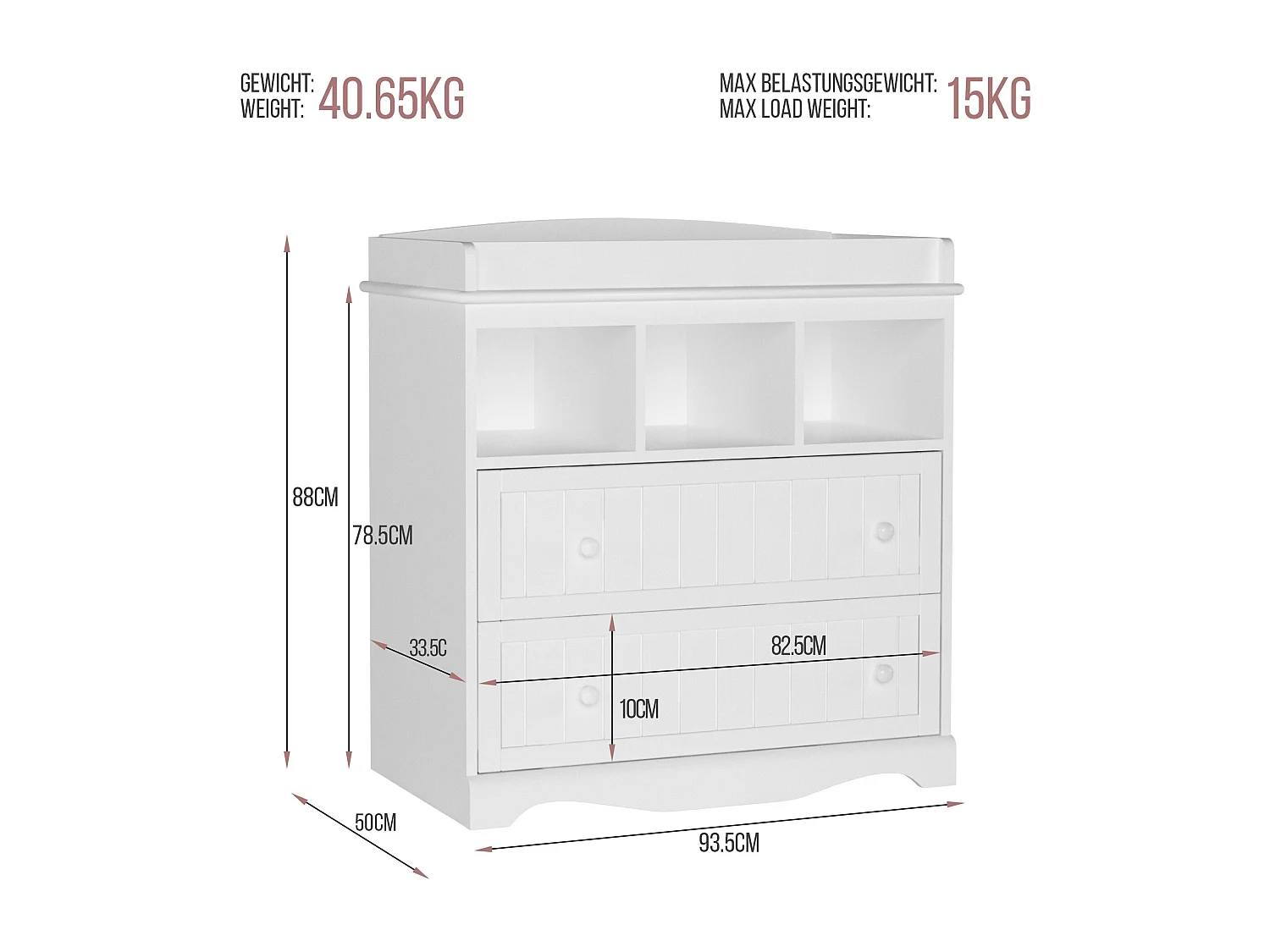 Floraya - Commode - Table à langer - Table à langer - Blanc