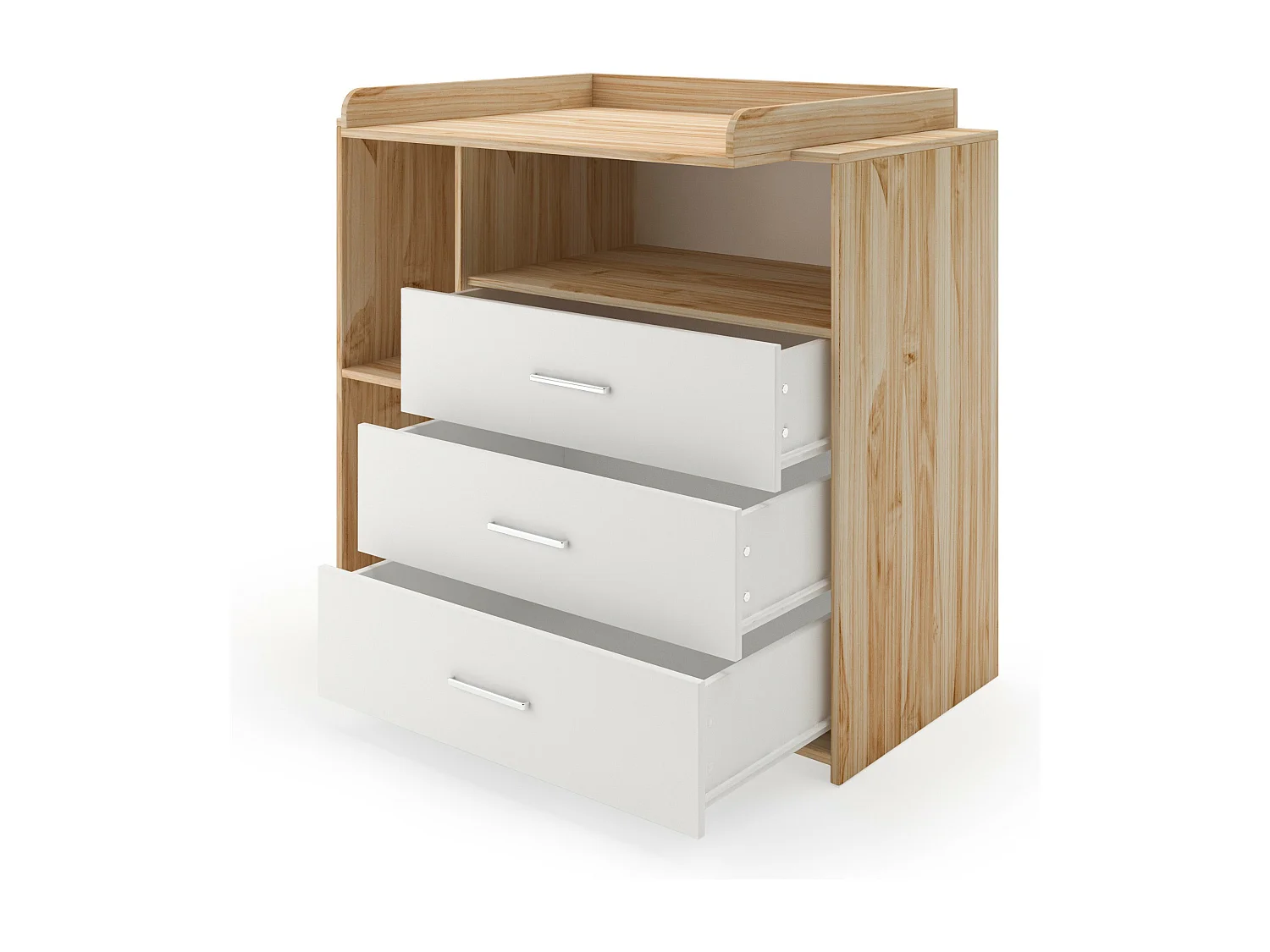 Floraya - Commode - Verschoontafel - Luiertafel - Wit/Hout