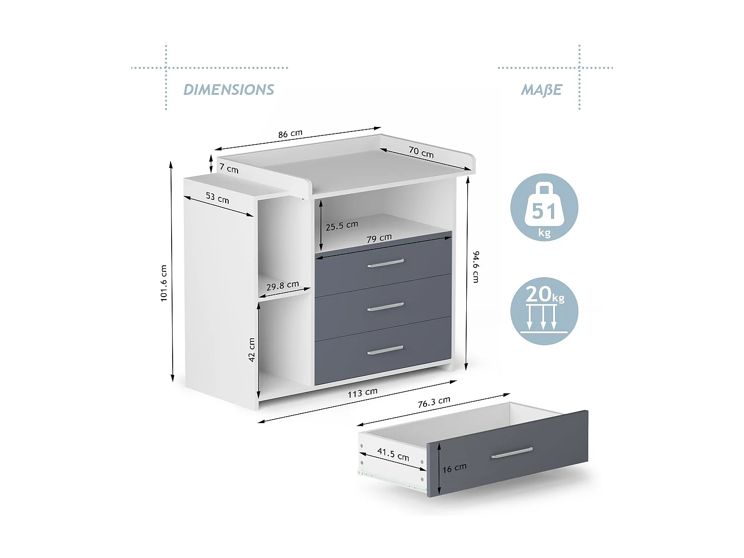 Floraya - fasciatoio per bambini - Grigio