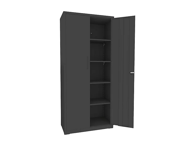 Armadio Armadietto In Metallo Multiuso A Doppia Anta Con 5 Ripiani Regolabili E Chiusura Con Doppia Chiave Mobiletto Strumenti Ufficio Garage 180 x 80 x 40 Cm Nero