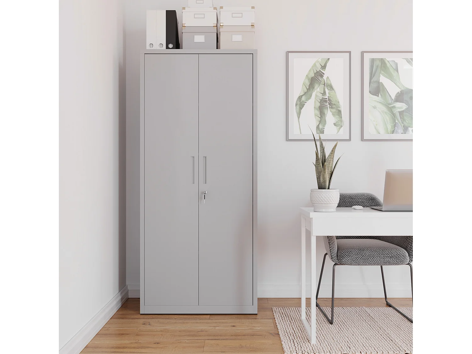 Armadio Armadietto In Metallo Multiuso Doppia Anta 5 Ripiani Regolabili Chiusura Con Doppia Chiave Mobiletto Documenti Ufficio 180x80x40 Cm Grigio