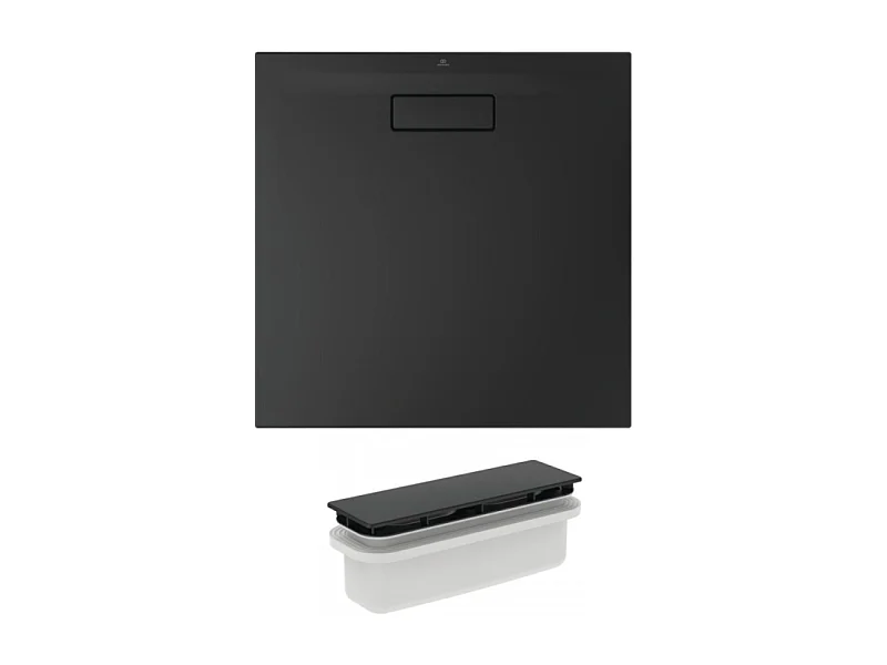 IDEAL STANDARD Receveur  90 X 90 Ultra Flat New acrylique carre noir mat bonde incluse