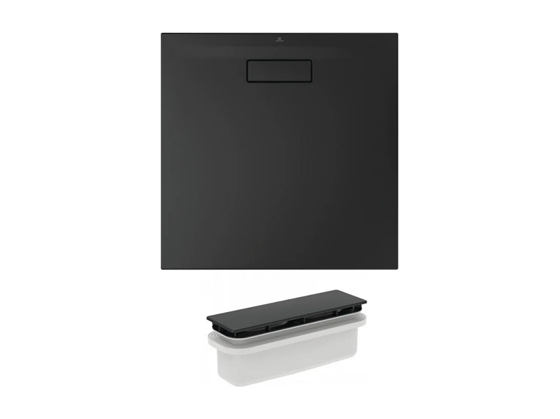 IDEAL STANDARD Receveur  90 X 90 Ultra Flat New acrylique carre noir mat bonde incluse