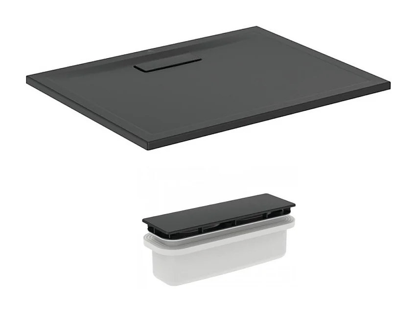 IDEAL STANDARD Receveur  90 X 70 Ultra Flat New acrylique rectangle noir mat bonde incluse