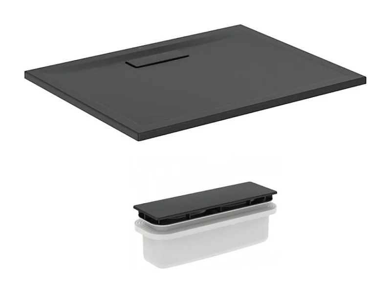 IDEAL STANDARD Receveur  120 X 70 Ultra Flat New acrylique rectangle noir mat bonde incluse