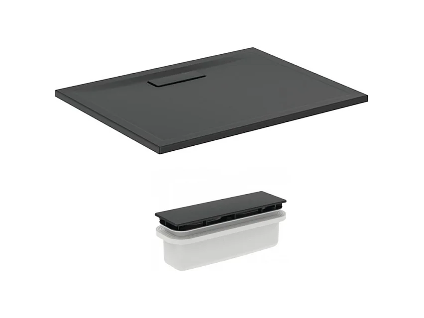 IDEAL STANDARD Receveur  100 X 70 Ultra Flat New acrylique rectangle noir mat bonde incluse