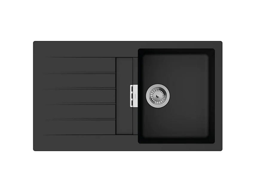Evier 1 bac avec égouttoir 840 HANSGROHE S52 synthèse noir