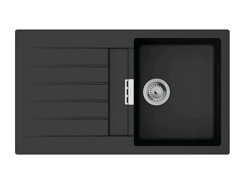 Evier 1 bac avec égouttoir 840 HANSGROHE S52 synthèse noir