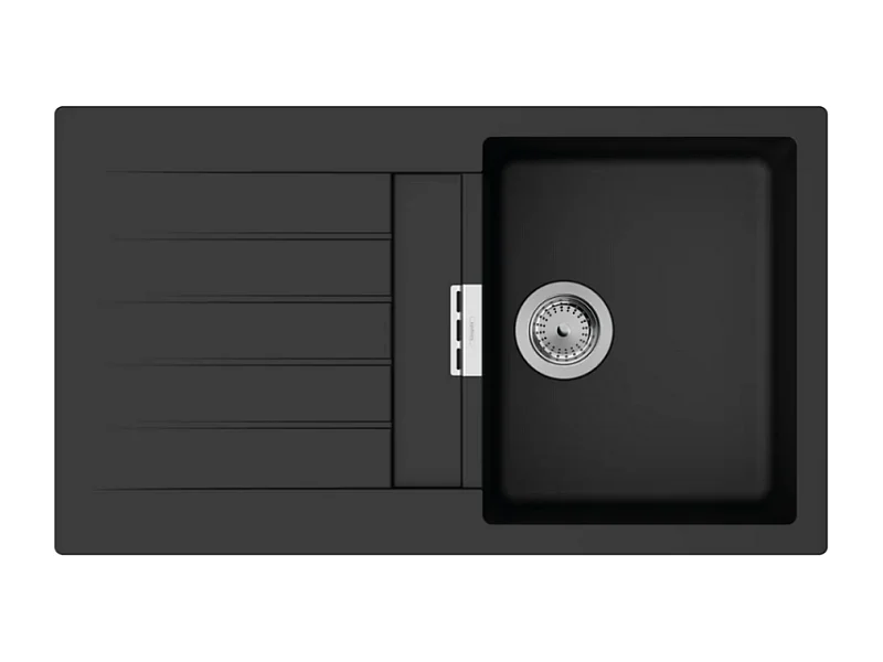 Evier 1 bac avec égouttoir 840 HANSGROHE S52 synthèse noir