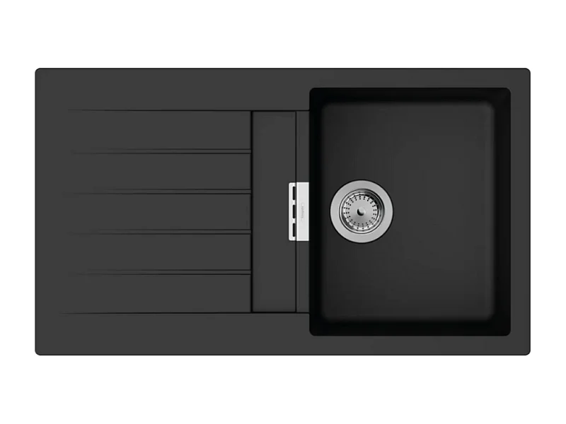 Evier 1 bac avec égouttoir 840 HANSGROHE S52 synthèse noir