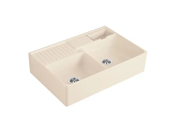 Evier cuisine VILLEROY ET BOCH Tradition Ivory CeramicPlus avec vidage automatique