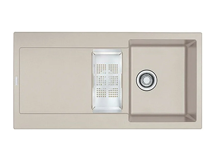 Evier à encastrer 1 bac et demi FRANKE Maris Fragranit avec vidage manuel Café crème