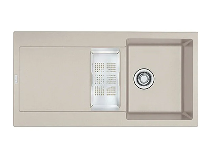 Evier à encastrer 1 bac et demi FRANKE Maris Fragranit avec vidage manuel Café crème