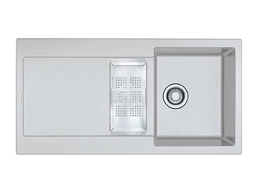 Evier à encastrer 1 bac et demi FRANKE Maris Fragranit avec vidage manuel Platinium