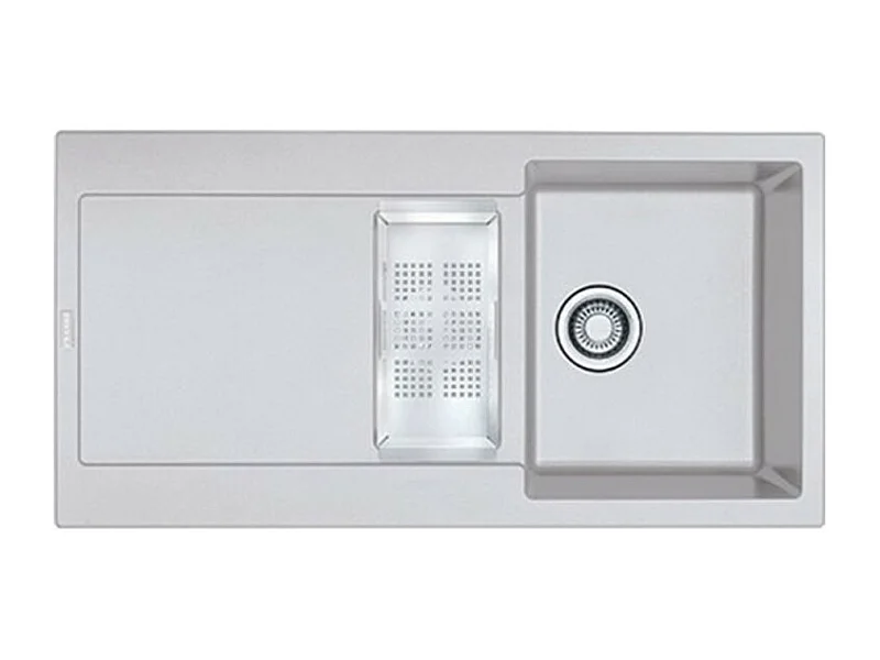 Evier à encastrer 1 bac et demi FRANKE Maris Fragranit avec vidage manuel Platinium