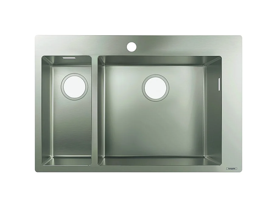 Evier à encastrer 1 bac et demi HANSGROHE S71 450 sans vidage inox
