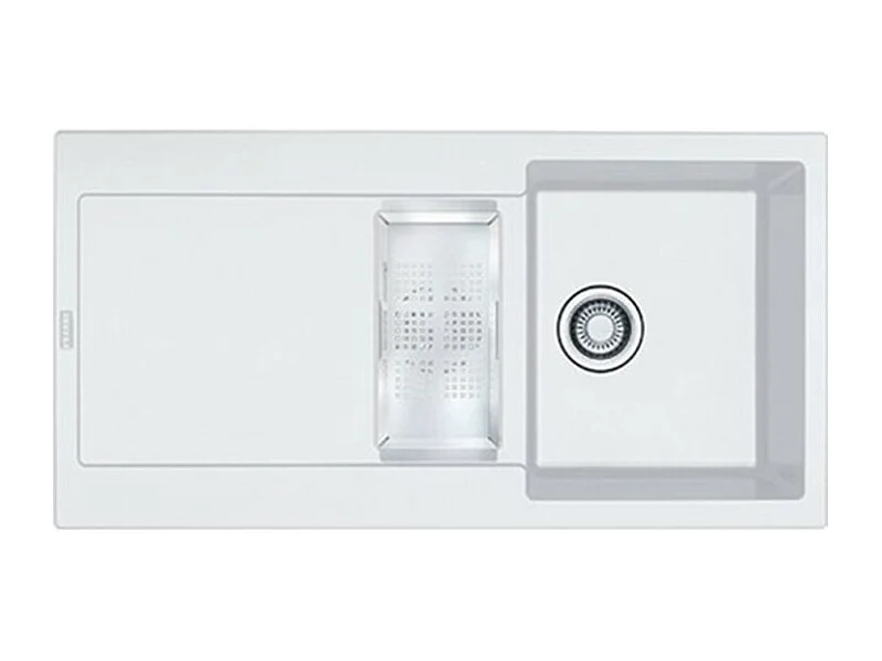 Evier à encastrer 1 bac et demi FRANKE Maris Fragranit avec vidage manuel Blanc artic