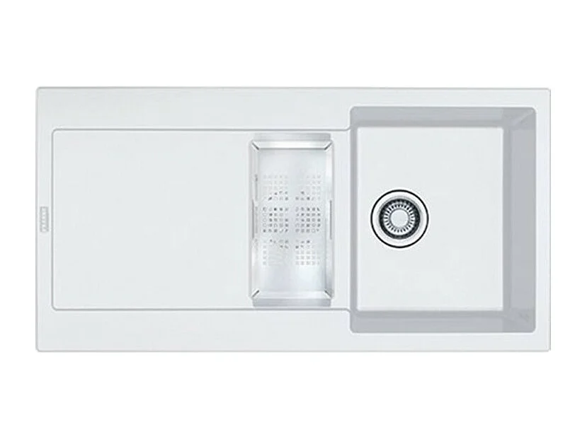 Evier à encastrer 1 bac et demi FRANKE Maris Fragranit avec vidage manuel Blanc artic