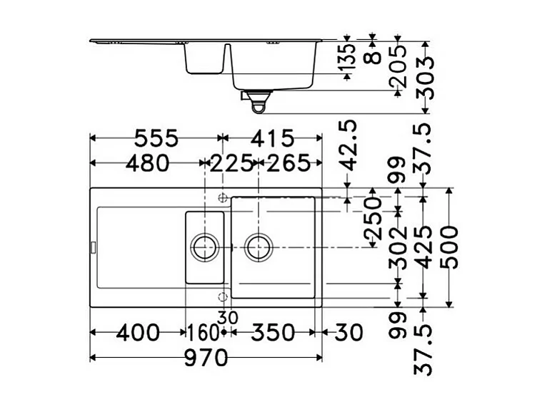 Evier à encastrer 1 bac et demi FRANKE Maris Fragranit avec vidage manuel Blanc artic
