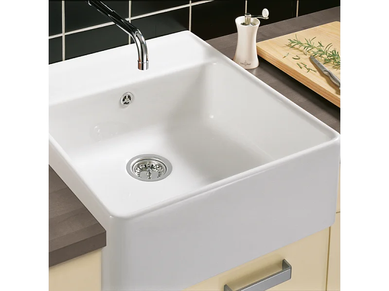 Evier timbre office VILLEROY ET BOCH Tradition Chromite CeramicPlus avec vidage automatique