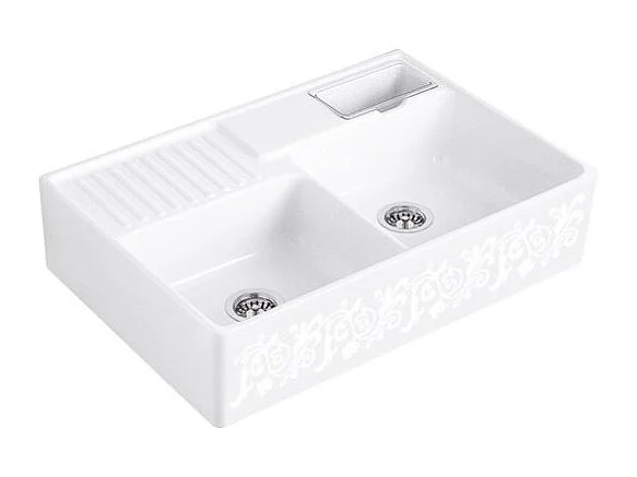 Evier cuisine VILLEROY ET BOCH Tradition White Pearl CeramicPlus avec vidage manuel