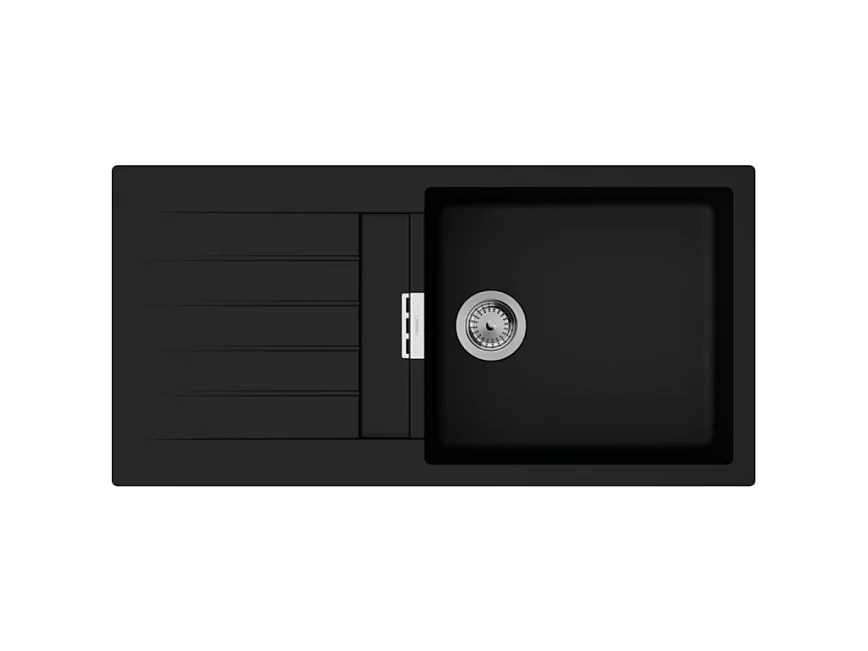 Evier 1 bac avec égouttoir 980 HANSGROHE S52 synthèse noir