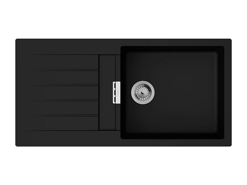 Evier 1 bac avec égouttoir 980 HANSGROHE S52 synthèse noir