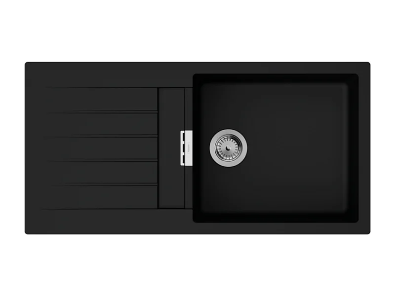 Evier 1 bac avec égouttoir 980 HANSGROHE S52 synthèse noir