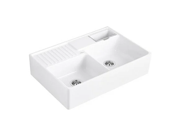 Evier cuisine VILLEROY ET BOCH Tradition Snow White CeramicPlus avec vidage automatique