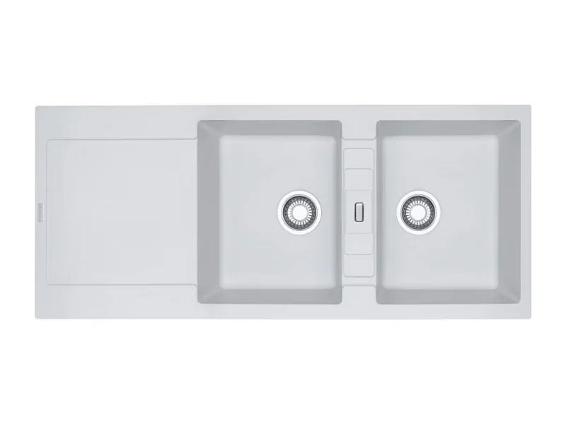 Evier à encastrer 2 bacs FRANKE Maris Fragranit avec vidage manuel Blanc artic